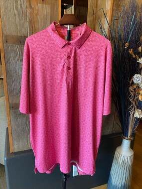 Callaway Swing Tech Stitched Chevron Geo Print Golf Polo - Pink